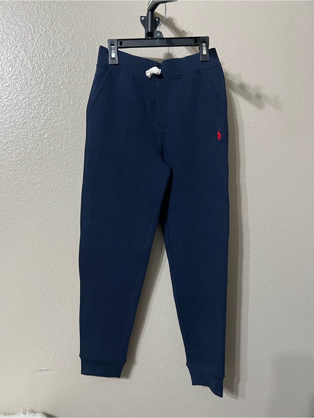 Boys Polo by Ralph Lauren Navy fleece Joggers with Red Pony Logo 10/12. NWOT.